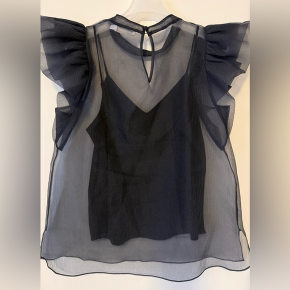 Jonathan Simkhai Midnight Blue Sheer Blouse - Picture 4 of 6